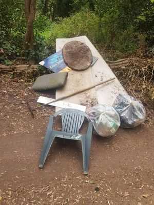 Garden furniture and old cushions are dumped