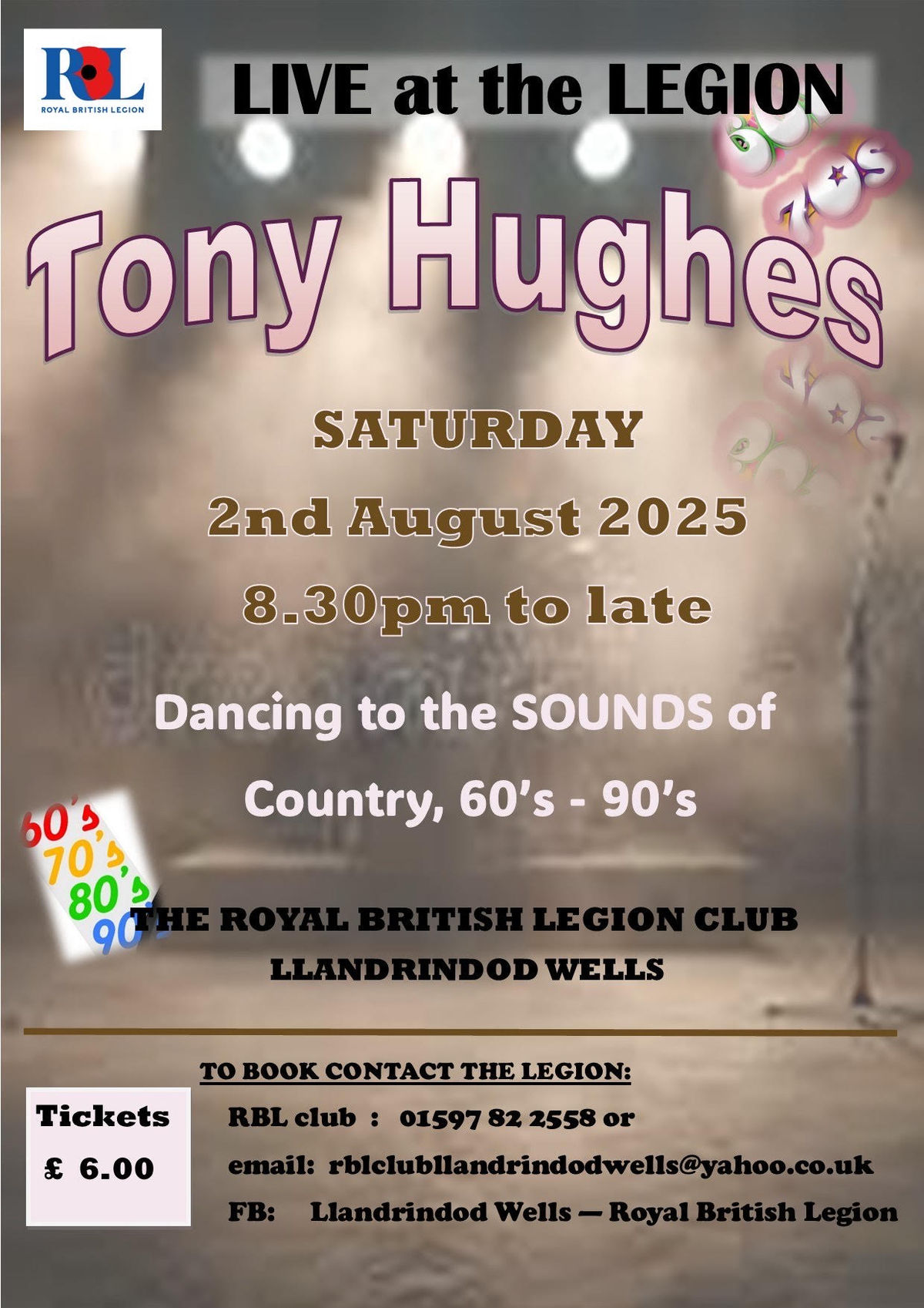 Popular Mid Wales singer to perform at Llandrindod Wells venue on Saturday, August 2