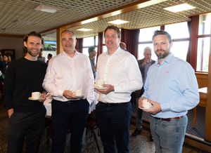 left to right is Mike Round, Tom Esler, Giles Scott and Demsey Slater