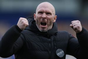 Michael Appleton celebrates victory over Crawley Town