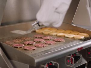 Supporting image for story: Flippy the burger-flipping robot has worked its first shift