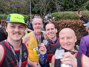 Runners from Bridgnorth Running Club at the finish line