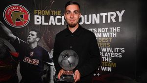 Taylor Allen won supporters' and players' player of the season awards. Pic: Owen Russell/Walsall FC