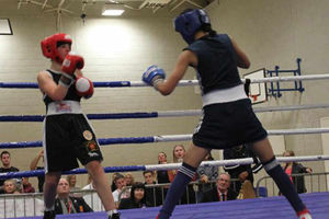 Offence - Simran Kaur on the front foot against Paris Williams in Portsmouth.