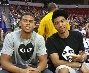 National Basketball Association star Danny Green, right, in one of Richard's designs