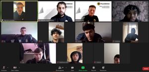 Students talk to Leander Dendoncker on Zoom