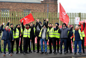 Dozens of workers are out in force on the picket line at the National Express Wolverhampton garage on Park Lane