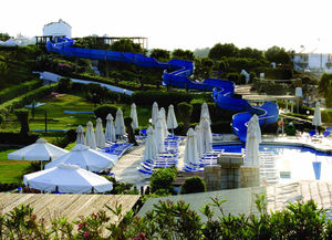 Slide away – there are five outdoor pools and a fun slide