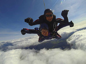 Supporting image for story: Daredevil Shrewsbury mum in leap to make son Lloyd proud