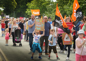 The march against education cuts in Cannock town centre
