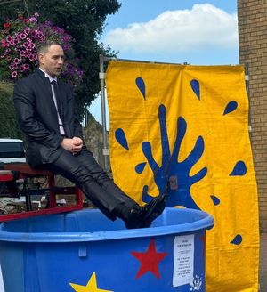 Matt in position ready for another dunking.