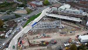 Aerial image over the new Dudley Interchange building, off Fisher Street, Dudley, which is currently being built. Photo Tim Thursfield
