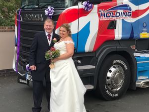 Supporting image for story: Love me love my truck: Telford couple tie the knot in front of special 'guest'  
