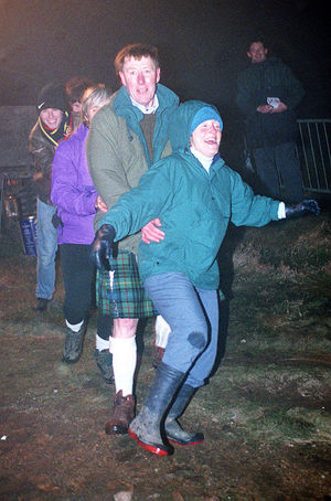 Seeing in the new millennium with a conga were folk at the Wrekin in 1999