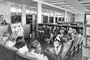 July 3, 1968: 'Students relax in the new library.' 