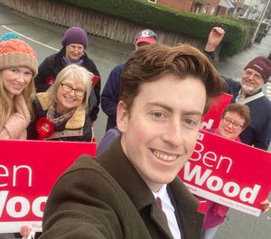 Ben Wood in Woodside, Oswestry, on Monday with supporters