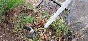 Bits of wheel could be seen on the ground