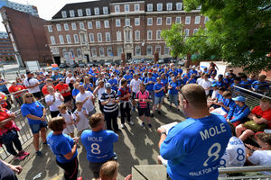 The group gather before the off