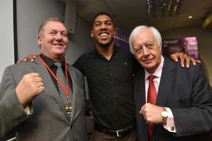 Anthony Joshua with World Class boxing referee Terry O'Connor from Codsall, and President of the British Boxing Board of Control, Charles Giles
