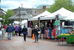 The town centre was awash with colour as the market reopened after more than 13 weeks