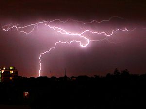 Supporting image for story: UK hit by 30,000 lightning strikes as storms cause flooding and disruption