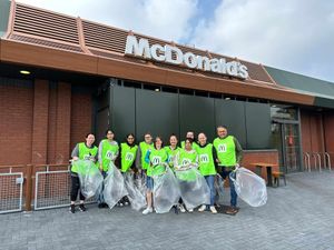 Supporting image for story: Team of McDonald's staff collect 48 bags of litter to protect environment
