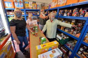 Liz Mountford, Kim Bromley, Sarah Higginson and Irene Evans at Newport Food Bank