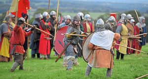 The battle rages between opposing sides at the Chirk Castle re-enactment