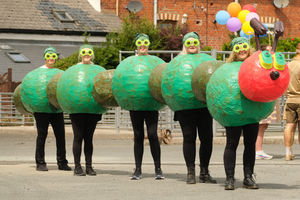 A group of friends created The Very Hungry Caterpillar out of nine layers of papier mache, which they started in April. Image by Andy Compton