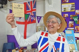 Pitchcroft and Church Aston WI Ann Martin at the VE Day celebrations in Newport on Monday