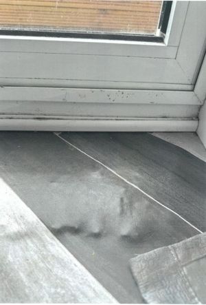 Uneven flooring causing a trip hazard can be seen in the house