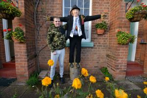 David Pugh with his Worzel Gummidge scarecrow