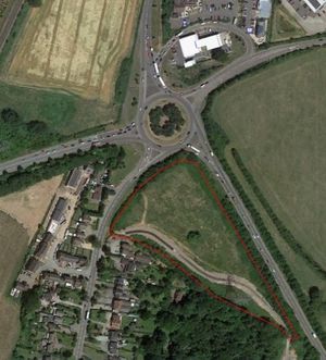 Where the land is situated, between the A49 and Battlefield Road