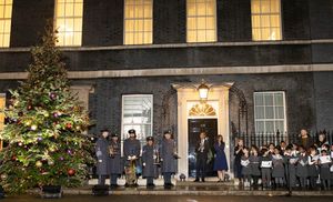 The Stanhop family as they stand next to their award winning fir. Photo: No10 Downing Street