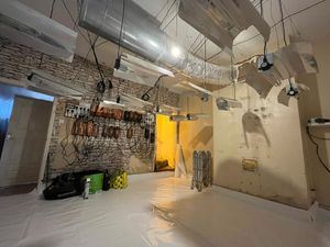 Inside the property where the cannabis plants were growing.