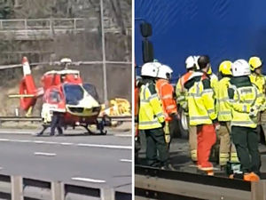 Supporting image for story: Lorry driver finally freed after being trapped for three hours in M6 crash