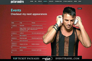 The web page advertising Peter Andres Telford appearance