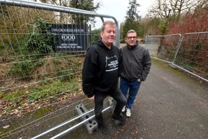 Paul Turner with Ian Sandall from the Save the Crooked House (Let's Get it Rebuilt) group