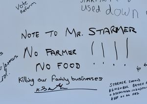 Farmers and residents signed the petition mounted to the 'Trailer of Truth' outside the Halls Auction Centre, Shrewsbury
