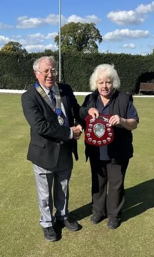 Carol Goodwin of Adderley A’s aces with the Eric Dobson Trophy and Simon Fullard