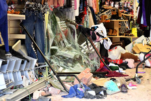 Damage inside the charity shop