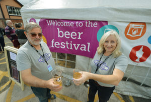 Bridgnorth Beer Festival manager Alan Thwaites and Bridgnorth Camra member Alison Nicholls