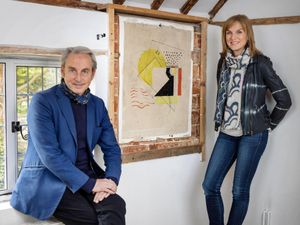 Supporting image for story: Painting on bedroom wall uncovered as rare collaborative piece by Ben Nicholson