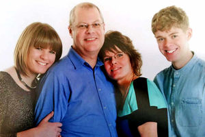 Wolverhampton victim Martyn Matthews with his daughter Jade, wife Sharon and son Nathan