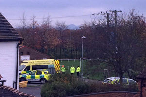 Ambulances waiting at the field where the air ambulance landed. Picture: @TheSoldierAloud