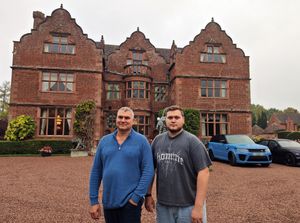 Steve Smith and son Joe outside Ludstone Hall - their family home
