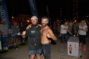 Lee Felton, left, from Dudley, and Sean Lannon, from Newcastle-Upon-Tyne, celebrate rowing the Atlantic