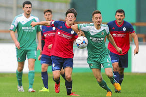 Sean Clancy of AFC Telford United and Richard Marshall of Bradford Park Avenue