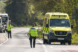 Emergency services at the scene where ambulance worker Jeremy Daw was killed. Pic: SnapperSK