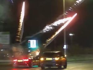 Supporting image for story: Moment fireworks let off from car being driven on busy road by Birmingham man
